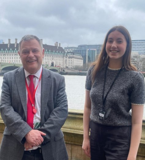 Photo of Y12 student Iona with MP Mike Amesbury